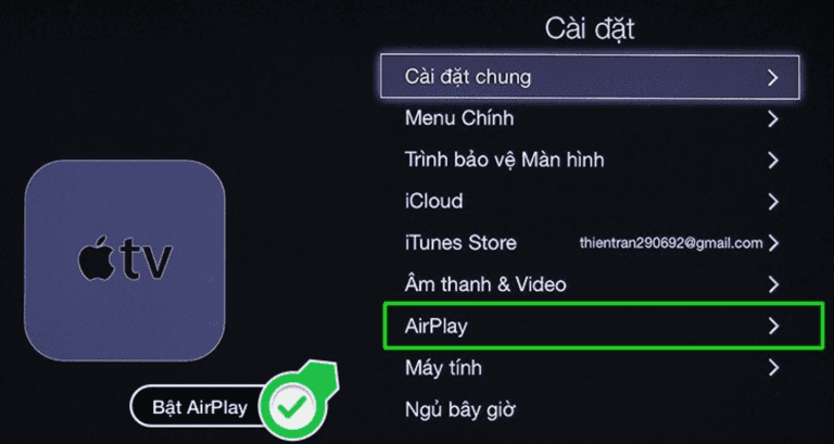 Kết nối điện thoại iPhone với tivi bằng cách Sử dụng AirPlay