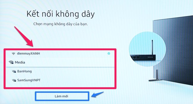 Cách kết nối wifi với Smart tivi Samsung