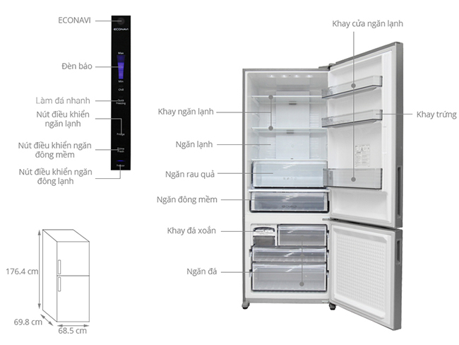 Tủ lạnh Panasonic 405 lít NR-BX468XSVN