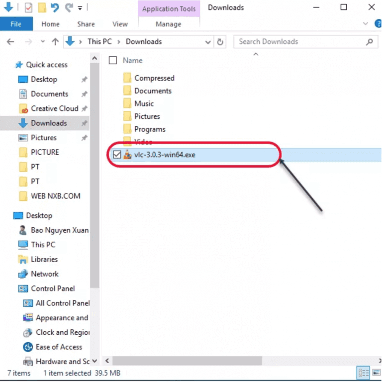 Mở file vừa tải